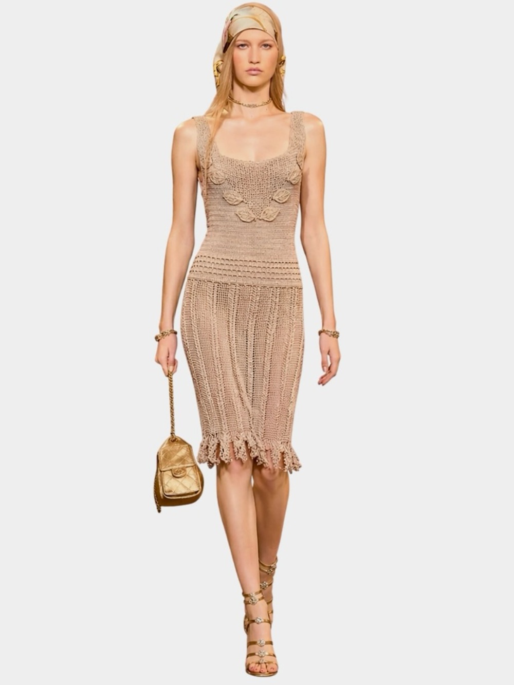 Custom Crocheted Bodycon Statement Midi Dress Size Small